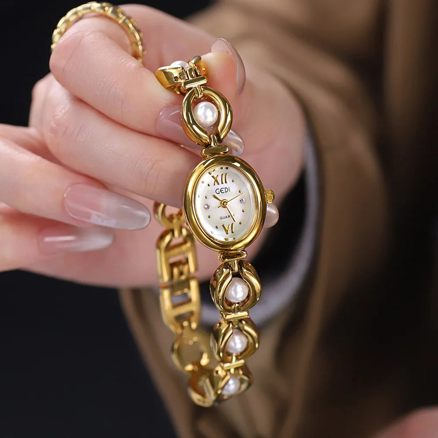 Montre Femme — Bracelet Perles & Cristaux