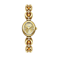 Montre Femme — Bracelet Perles & Cristaux — Doré