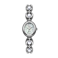 Montre Femme — Bracelet Perles & Cristaux — Argenté