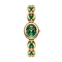Montre Femme — Bracelet Perles & Cristaux — Doré & vert