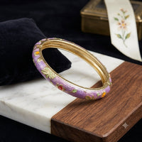 Jonc Cloisonné Émaillé à Fleurs — Bracelet Femme — Lilas
