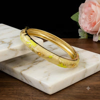 Jonc Cloisonné Émaillé à Fleurs — Bracelet Femme — Jaune