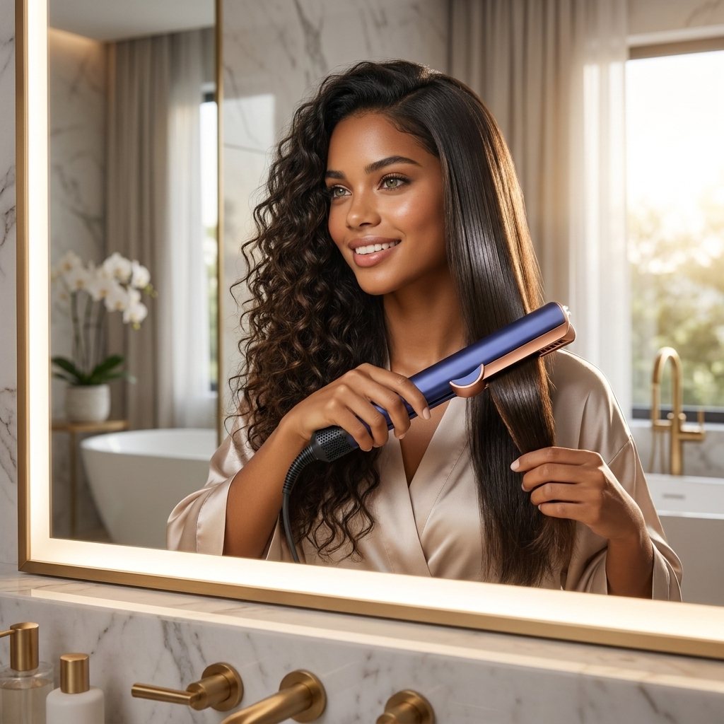 Cheveux lisses avec le lisseur